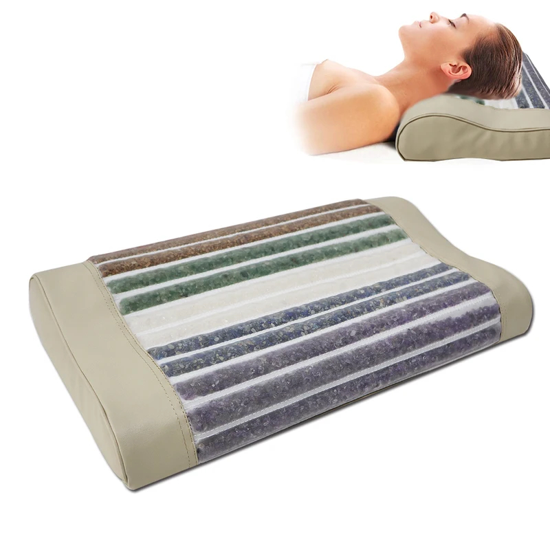Neck Traction Pillow - Crystal Pillow Jade Gem Massage Negative