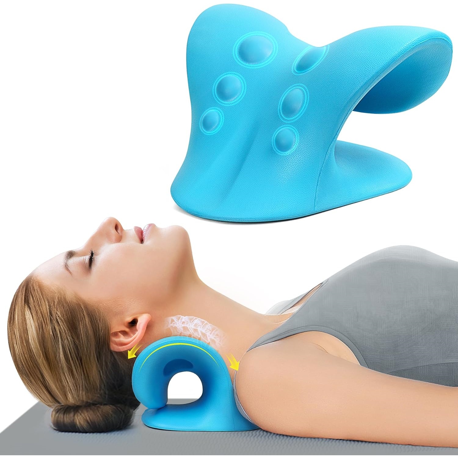 Neck Traction Pillow - Neck Stretcher for Pain Relief, Neck